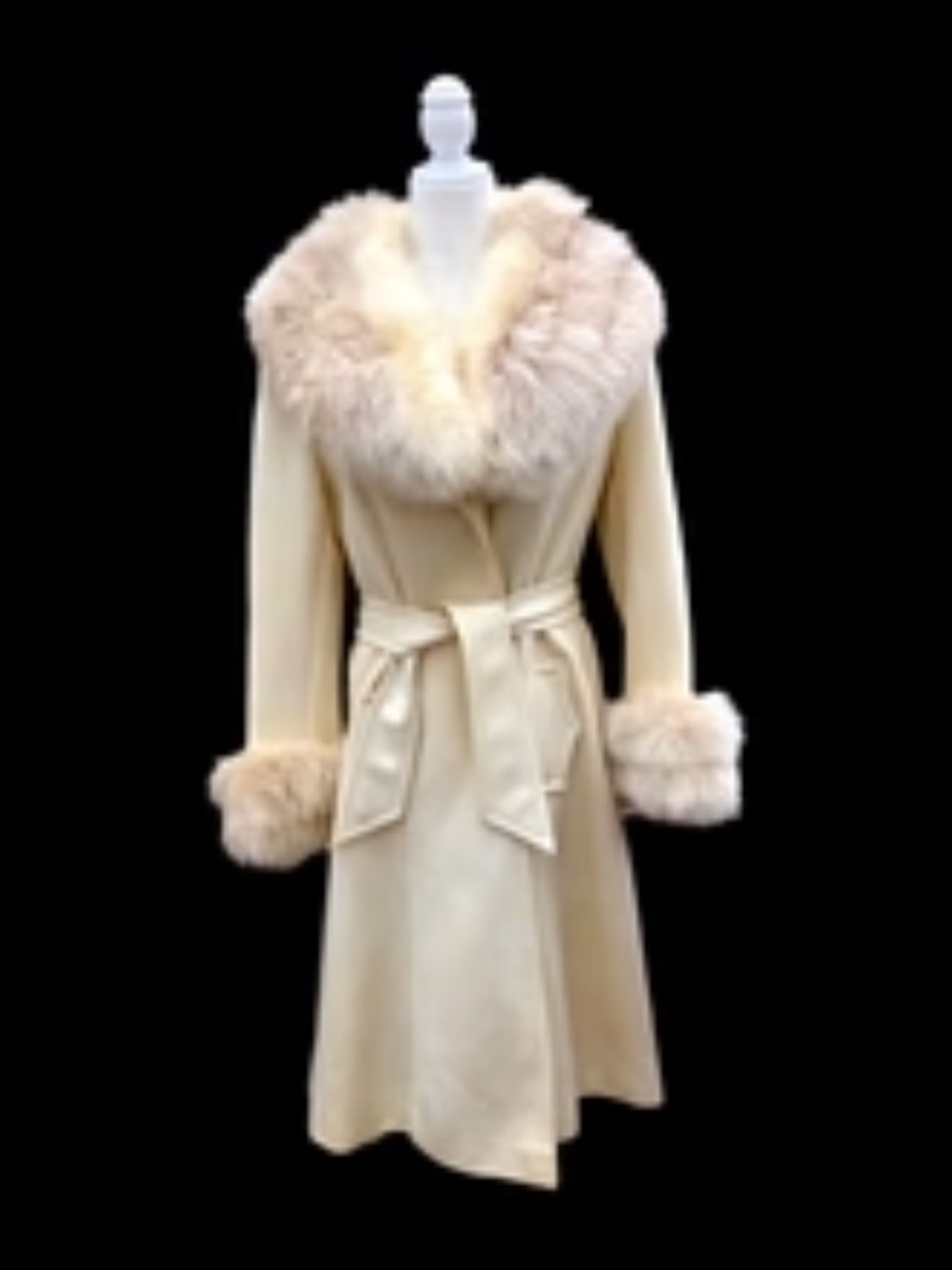 Vintage 60’s LIlli Ann White Cream Ombré Fox Fur Princess Fit and Flare Belted - Picture 12 of 15